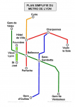 Lyon : plan simplifié du métro (2016)