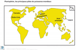 Planisphère, les principaux pôles de puissance mondiaux