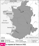 Le royaume de France en 1453